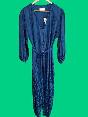 Anthropologie Blue Pants JumpsuitWith Belt Size M